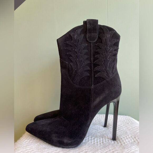 NWOB Saint Laurent / YSL Paris Western Suede Ankle Boots Sz 38 - Picture 4 of 14